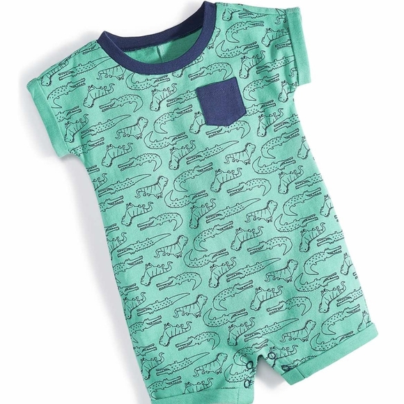First Impressions Baby Boy Green Animal Print Romper -  One-Piece Outfit… - Picture 4 of 4